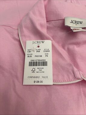 J. Crew womens Light Pink Bow-Trim Cotton Pajama Set PJ size S NWT